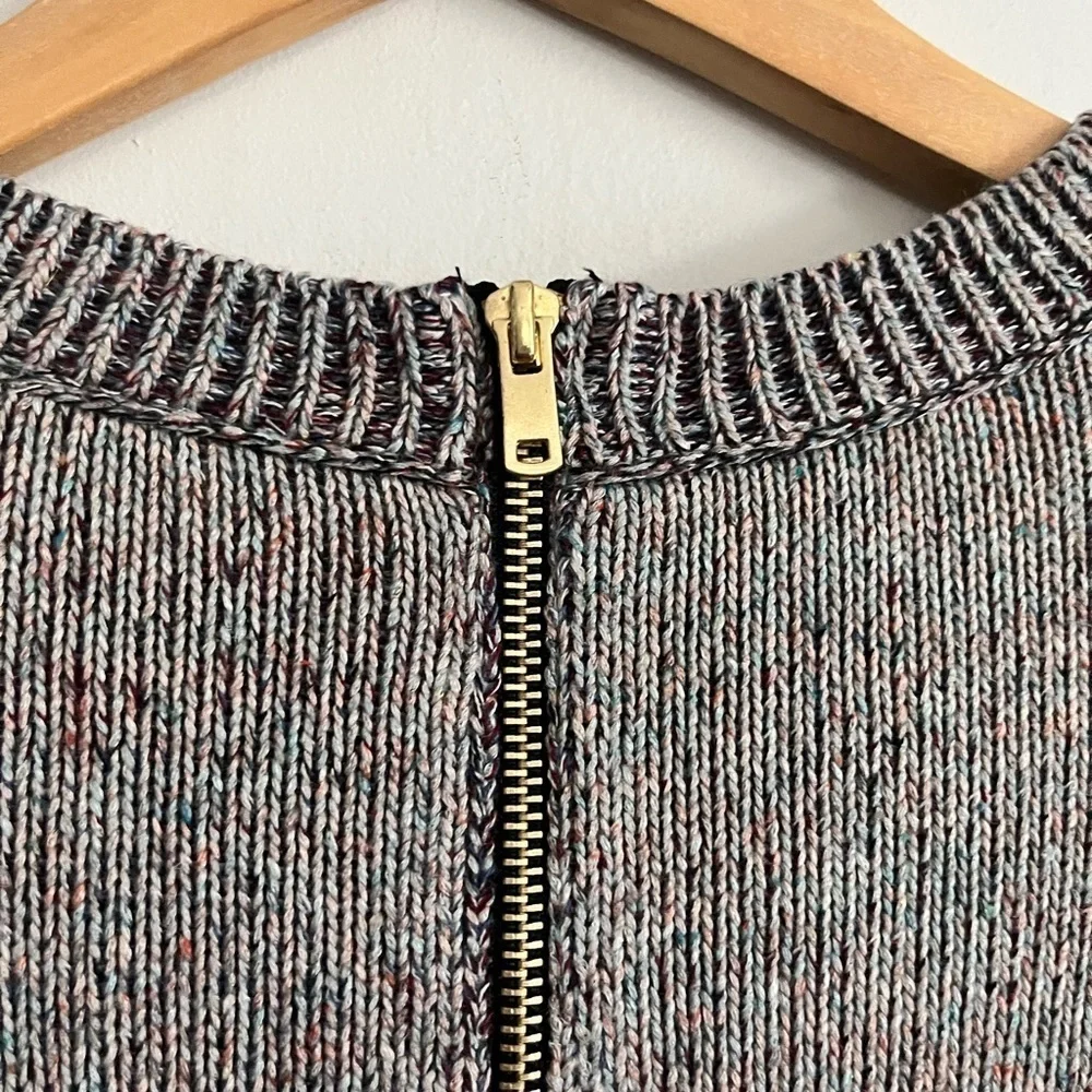 Anthropologie MOTH Anita Mixed Cable Knit Swing Sweater Linen Cotton Blend